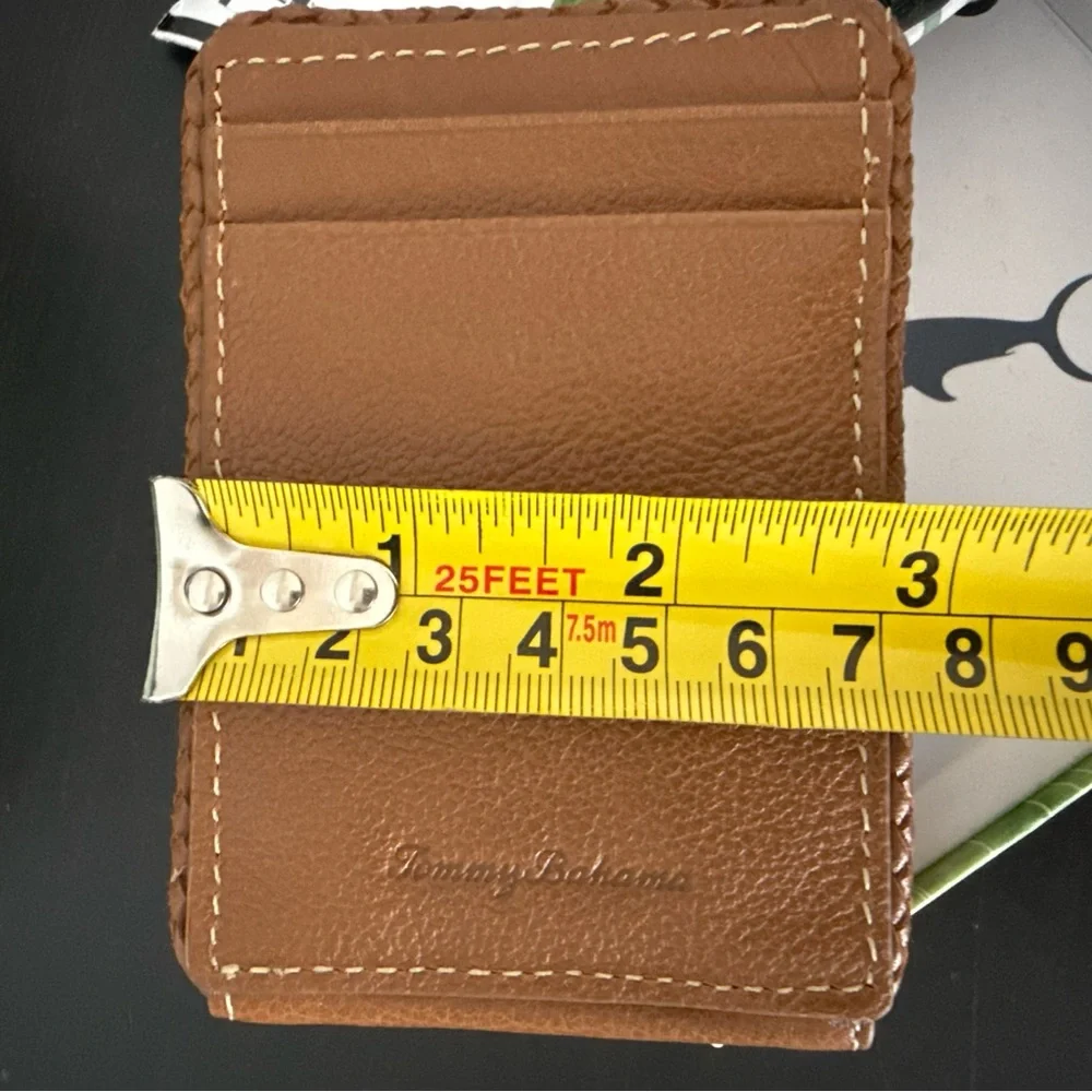 NEW Tommy Bahama Braided Edge Leather Bifold Wallet Slim